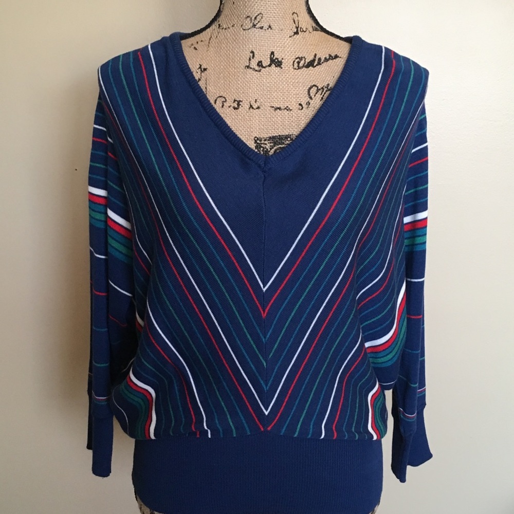 Tulle Dolman Sleeve Striped Sweater - Only XS left - Picture 1 of 8